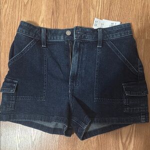Hollister Blue Cargo Shorts with High-Waisted Design